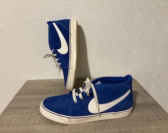 Vintage NIKE Toki Canvas Blue Leather Shoes Retro Men's Cool Rare Retro Sport Style Streetwear Runners Trainers Size EU 44,5/US 10,5