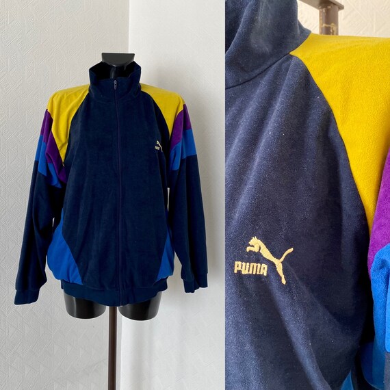 Vintage Puma s Jacket Sport Jacket Navy Blue Yellow Colorblock Puma s Velvet Jacket Track Jogging Jacket Retro Puma Sport Blazer Size M Etsy Australia