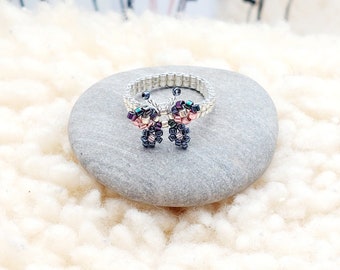 Geschenkidee: Schmetterling / Ring gewebt aus 1,5 mm und 2 mm Miyuki Delica Perlen