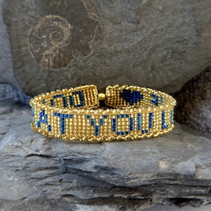 Geschenkidee: "Do what you Love" elegantes gewebtes Armband aus hochwertige 2 mm Miyuki Delica Perlen