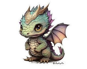 Cute Dragon Sticker Mythisch wezen | Fantasie kunst | Dragon Sticker Laptop Sticker Fantasy Lover Dragon Mom Drakenliefhebber