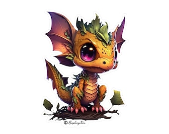 Leuke Draak Sticker | Mythisch wezen | Fantasiekunst | Drakensticker | Laptopsticker | Fantasieliefhebber | Drakenmoeder | Draken minnaar