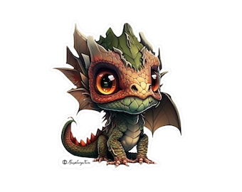 Cute Dragon Sticker Mythisch wezen | Fantasie kunst | Dragon Sticker Laptop Sticker Fantasy Lover Dragon Mom Drakenliefhebber