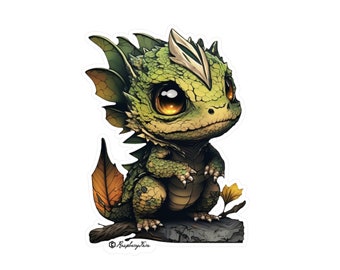 Cute Dragon Sticker Mythisch wezen | Fantasie kunst | Dragon Sticker Laptop Sticker Fantasy Lover Dragon Mom Drakenliefhebber