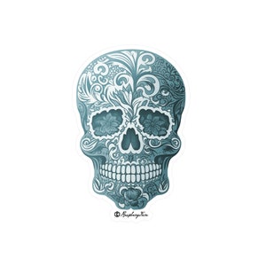 Beautiful Craniums | Highly Detailed Skull Sticker | Ornate Skulls | Vinyl Stickers for Laptops | Unique and Sophisticated | Skull Art