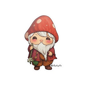 Enchanted Gnome Sticker | Cute Garden Gnome Sticker | Whimsical Magical Gnome Art | Gifts for Gnome Lovers | Unique, Adorable Art