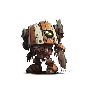 Mini Mech Sticker | Tiny Cute Mech Warriors | Adorable Mech Battle Robots | Miniature Mech | Tiny Robot Stickers | Micro Mechs