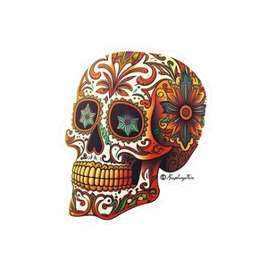 Beautiful Craniums | Highly Detailed Skull Sticker | Ornate Skulls | Vinyl Stickers for Laptops | Unique and Sophisticated | Skull Art