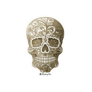 Beautiful Craniums | Highly Detailed Skull Sticker | Ornate Skulls | Vinyl Stickers for Laptops | Unique and Sophisticated | Skull Art