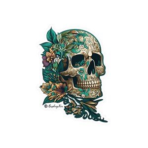 Beautiful Craniums | Highly Detailed Skull Sticker | Ornate Skulls | Vinyl Stickers for Laptops | Unique and Sophisticated | Skull Art