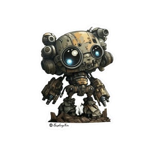 Mini Mech Sticker | Tiny Cute Mech Warriors | Adorable Mech Battle Robots | Miniature Mech | Tiny Robot Stickers | Micro Mechs