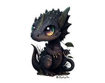 Cute Dragon Sticker Mythisch wezen | Fantasie kunst | Dragon Sticker Laptop Sticker Fantasy Lover Dragon Mom Drakenliefhebber