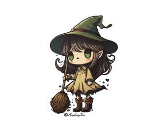 The Tiny Coven / Pegatinas de brujas lindas / Personajes únicos / Pegatinas de vinilo / Lindo y adorable / Arte de fantasía / Perfecto para Halloween