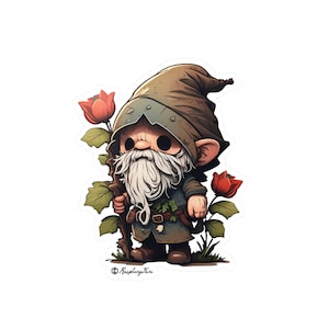 Enchanted Gnome Sticker | Cute Garden Gnome Sticker | Whimsical Magical Gnome Art | Gifts for Gnome Lovers | Unique, Adorable Art