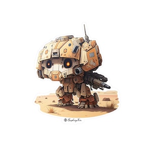 Mini Mech Sticker | Tiny Cute Mech Warriors | Adorable Mech Battle Robots | Miniature Mech | Tiny Robot Stickers | Micro Mechs