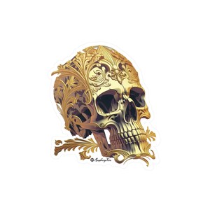 Beautiful Craniums | Highly Detailed Skull Sticker | Ornate Skulls | Vinyl Stickers for Laptops | Unique and Sophisticated | Skull Art