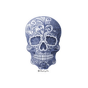 Beautiful Craniums | Highly Detailed Skull Sticker | Ornate Skulls | Vinyl Stickers for Laptops | Unique and Sophisticated | Skull Art