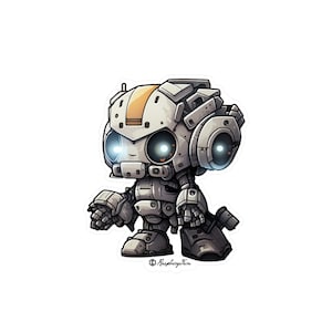Mini Mech Sticker | Tiny Cute Mech Warriors | Adorable Mech Battle Robots | Miniature Mech | Tiny Robot Stickers | Micro Mechs