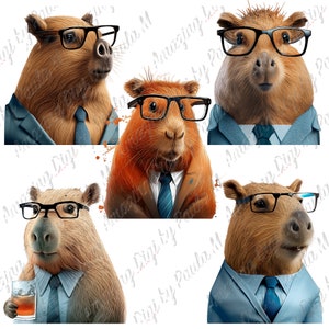 Gráficos de capivara capivaras digi-selos DIY projetos scrapbooking cartões feitos à mão, aquarela transparente PNG
