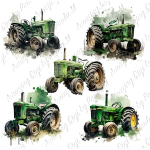 Gráficos de trator Agrimotor digi-selos DIY projetos scrapbooking cartões feitos à mão, aquarela transparente PNG