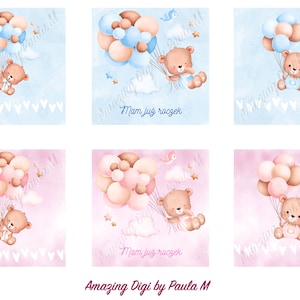 Folha digital de ursinho de pelúcia para aniversário DigiSTAMPs