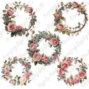 Rosen, digitale Kränze, digitale Stempel, DIY-Projekte, digitale Grafiken, Blumenkränze, Scrapbooking, Grußkarten, Handarbeit, Floristik