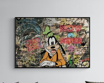 Fine Art Goofy Cartoon Graffiti Framed Poster - Framed Modern Wall Art with Goofy Cartoon Character - Original Art