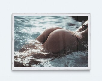 Fine Art Swim Girl Photography Print - Swimming Pool Upside Down Pose Fine Art Print Lifestyle Photography Print Home Decor