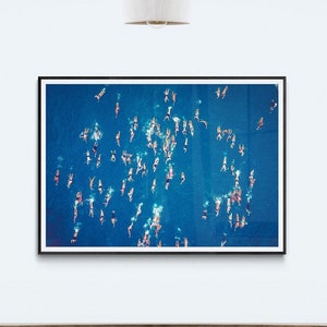 Fine Art Photography - Ocean Swimmers Aerial Photography Print - Swimming Wall Art - Ocean Photography - Blue Water - Abstract Ocean Art