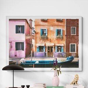 Fine Art Venice Italy print - Colorful Venice Streets Print - Framed Fine Art Photography - Burano Island Wall Art Home Decor