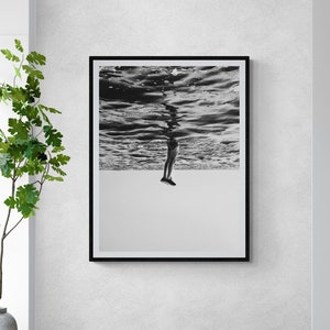 Fine Art Black and White Photography Print - Ocean Dive Beach Lifestyle Framed Fine Art Photography Home Wall Decor
