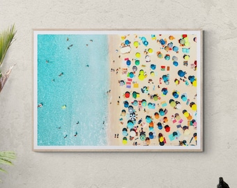 Fine Art Aerial Photography Beach Day Framed Print - Coastal Wall Decor - Ocean Aerial Fine Art Photography Home Decor