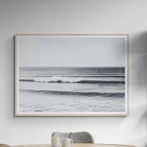 Fine Art Ocean Black and White Photography Print - Minimalist Black and White Ocean Waves Beach House Framed Fine Art Photography Home Decor