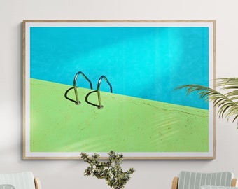 Minimalist Poolside Print - Framed Modern Summer Art - Swimming Pool Photography Wall Decor