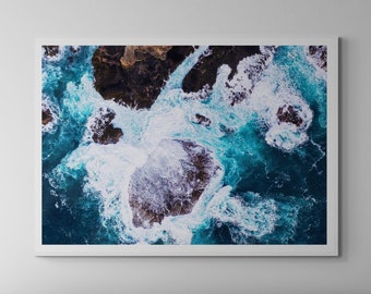 Framed Aerial Ocean Waves Print –  Framed Fine Art Photography - Coastal Wall Decor
