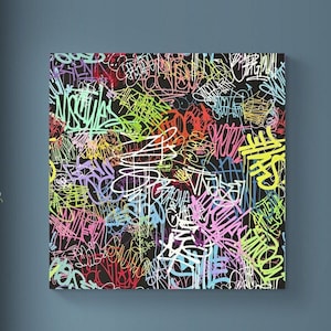 Fine Art Graffiti Style Canvas Wall Art - Colorful Street Art Inspired Abstract Wall Art Home Decor