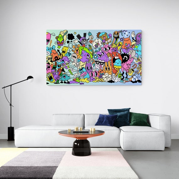 Abstract Cartoon Pop Art Canvas Wall Art - Colorful Cartoon
