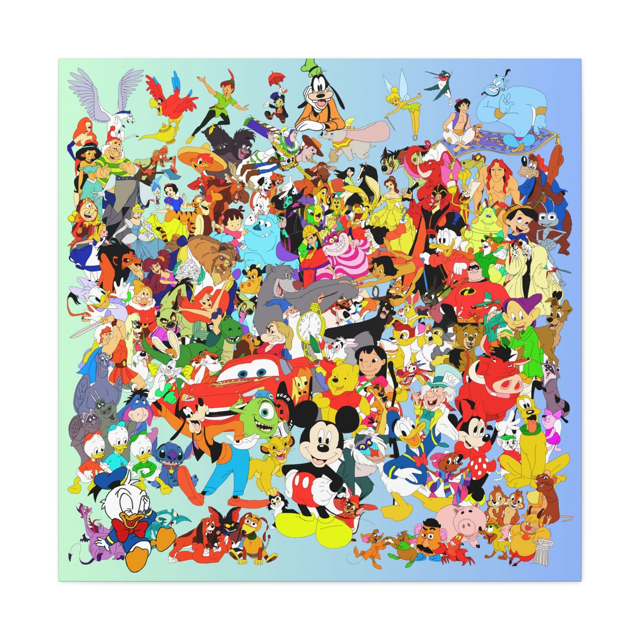 Abstract Disney Cartoon Characters Canvas Wall Art - Fun and