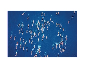 Fine Art Ocean Swimmers Photography Print - Ocean Swimmers Aerial Photography Print - Extra Large Abstract Ocean Print