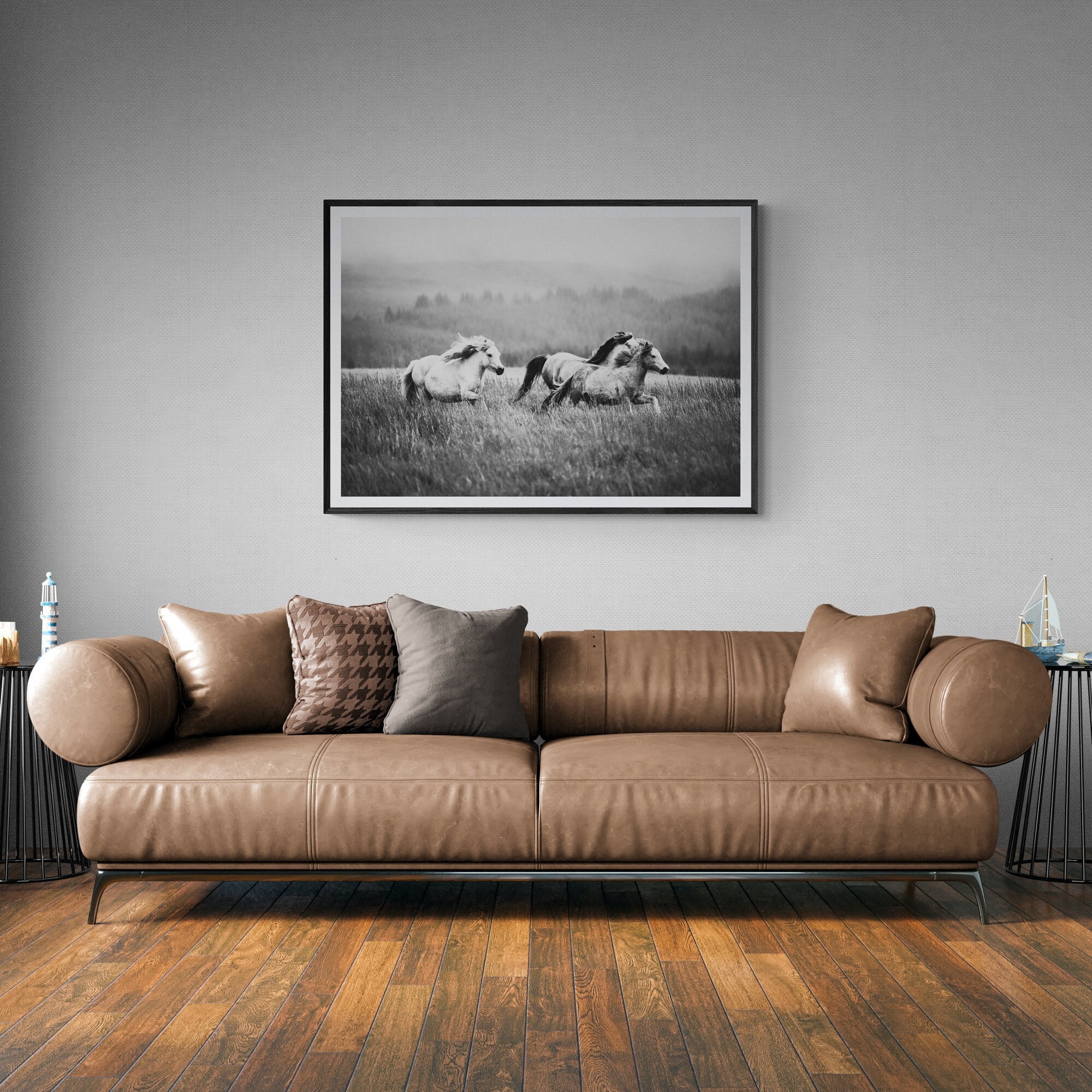 Fine Art Wild Horses Mountain Print Black and White Animal Nature ...