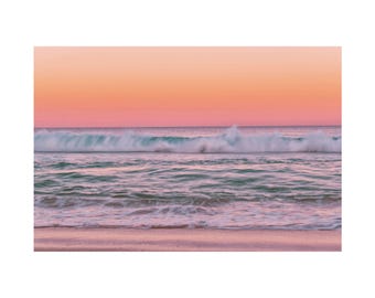 Fine Art Ocean Photography - Unframed Print of Sunset at Beach - Ocean Waves Coastal Wall Decor Beach Sunset Art Minimalist Home Decor