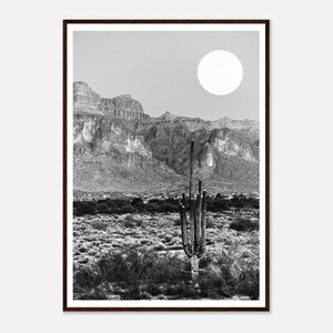 Black and White Cactus Print - Framed Desert Moonlight Photography - Etsy