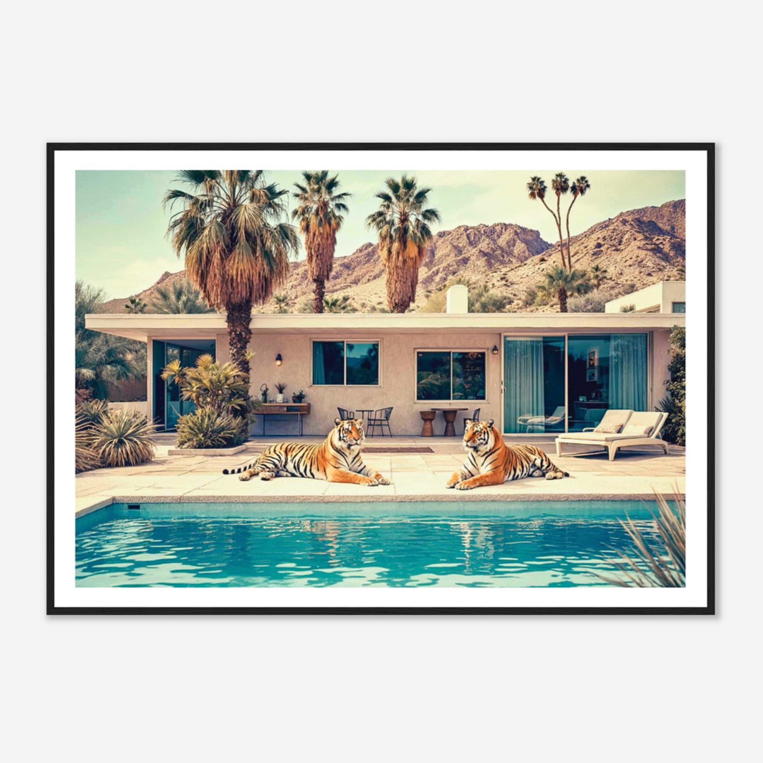 T*様 Palm Springs Pool Club A2サイズ額装作品 Palm Springs Tigers Print – Framed Mid-century Modern Poolside