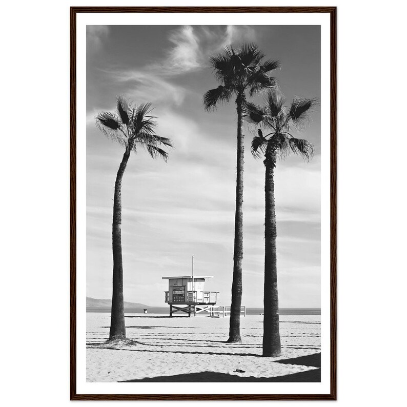 Lámina con palmeras de Venice Beach - Fotografía en blanco y negro de California enmarcada - Decoración costera para el hogar imagen 7