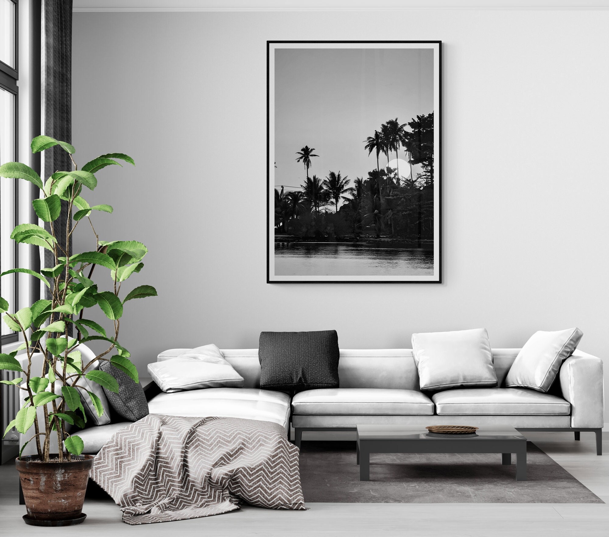 Buy Fine Art Black and White Tropical Beach Sunset Print - Framed Fine ...