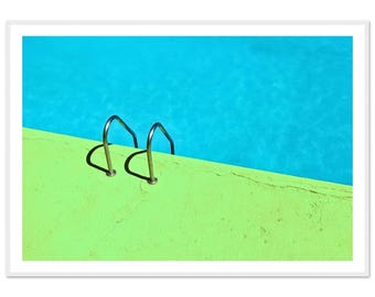 Minimalist Poolside Print - Framed Modern Summer Art - Swimming Pool Photography Wall Decor