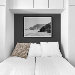 Fine Art Black and White Photography Print - Algarve Coastline Minimalist Framed Print - Portugal Beach and Cliffs Wall Art - Home Decor image 5