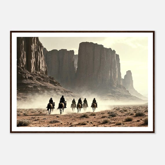 Monument Valley Cowboys Print - Cowboys Riding in Desert - Framed Wild West Wall Art - Western Wall Decor