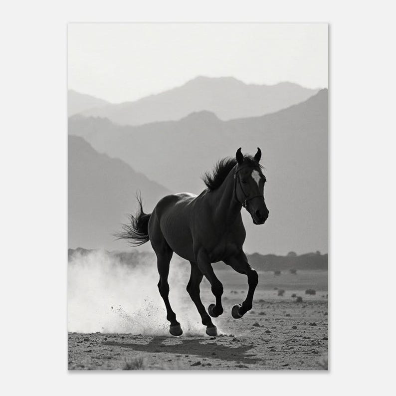 Fine Art Wild Horse Black and White Print - Framed Wild Horse Desert ...