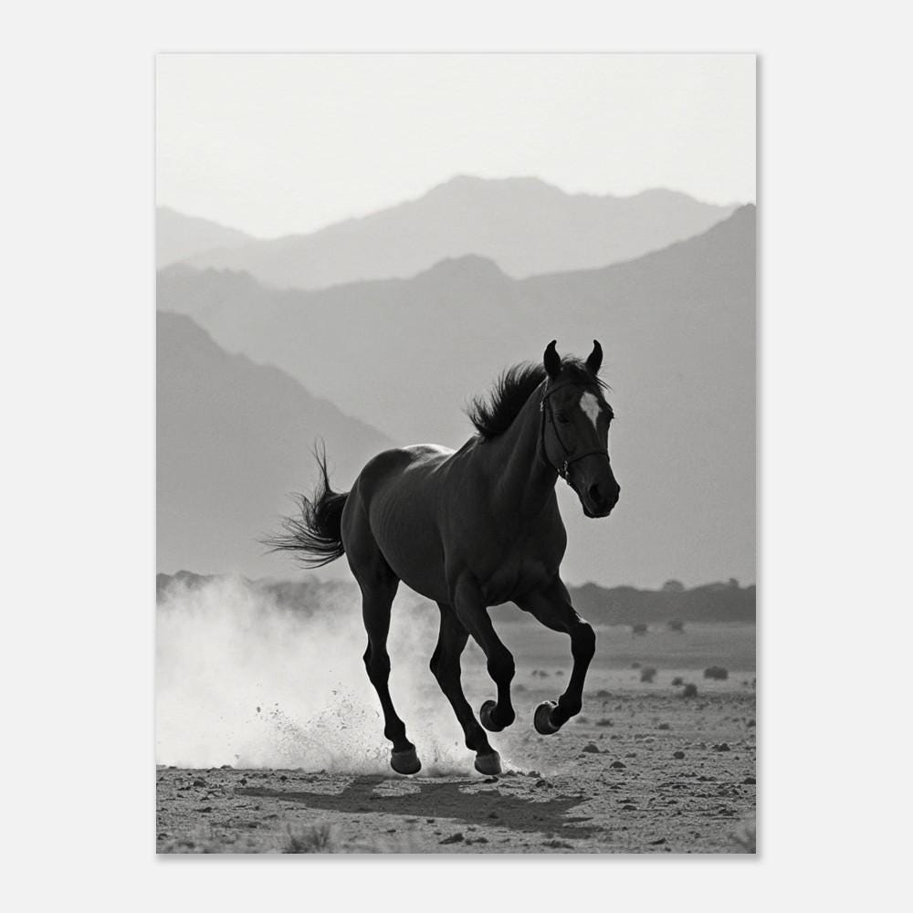 Fine Art Wild Horse Black and White Print - Framed Wild Horse Desert ...